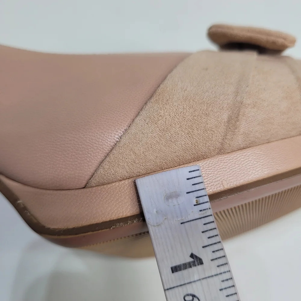 Nine West Fealey Peep Toe Leather Beige Platform Pumps Size Women's 11 with Box - Picture 9 of 16